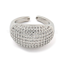 Real Platinum Plated Brass Micro Pave Clear Cubic Zirconia Cuff Rings&nbsp;RJEW-L113-016P-03