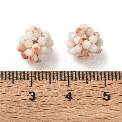 天然の赤いネットストーンを編み込んだビーズ  クラスタビーズ  多面カット  ラウンド  9~9.5mm  穴：1.6mm&nbsp;GG-CBA2E9C-F10-02
