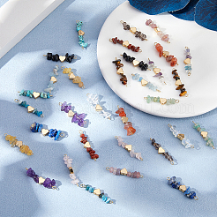 32Pcs 16 Styles Natural Mixed Gemstone Chip Connector Charms&nbsp;PALLOY-FH00095