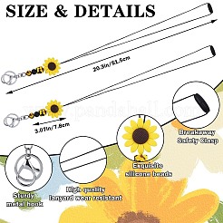 2 個のシリコン名刺ホルダーストラップ  鉄合金ロブスタークロウクラスプキーホルダー付  花  460mm  ペンダント：133mm&nbsp;NJEW-SW00043-01