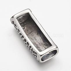 304ステンレススチールスライドチャーム  長方形  アンティークシルバー  40x16x10mm  穴：7x12mm&nbsp;STAS-F063-12