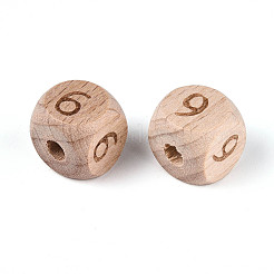 Engraved Beech Wood Beads&nbsp;WOOD-N022-07