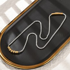 304 Stainless Steel Box Chain Necklaces&nbsp;NJEW-Z055-01GP