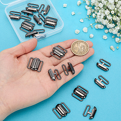 合金インターロッキングクラスプ12個  ブラック  20x20x4.5mm  穴：15x2.5mm&nbsp;FIND-PH0038-27EB