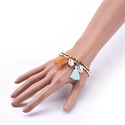 Brass Beads Stretch Bracelets&nbsp;BJEW-JB04056