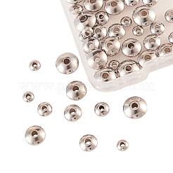 ステンレス鋼スペーサービーズ  そろばん  ステンレス鋼色  4~8x2~4mm  穴：1.4~2mm  50個/箱&nbsp;STAS-CJ0001-102