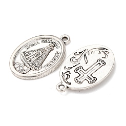 宗教的なチベットスタイルの合金ペンダント  ノッサ セニョーラ アパレシーダ チャーム付きオーバル  鉛フリー＆カドミウムフリー  アンティークシルバー  26x16.5x3mm  穴：1.5mm  約153個/500g&nbsp;LS-FIND-Z099-17AS-05