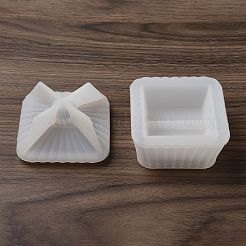 DIY シリコン キャンドル ホルダー金型  キャンドル作り用  台形  ホワイト  8.3x8.3x4.2cm  内径：5.9x5.9のCM&nbsp;LS-SIMO-C014-04B