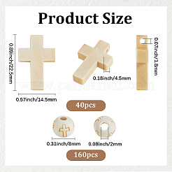 DIYジュエリー作りのパーツキット  木製ペンダント＆ビーズを含む  ラウンド＆クロス  湯通しアーモンド  10~22x10~15x4~8mm  穴：1.8~2mm  200個/セット&nbsp;DIY-SC0034-10