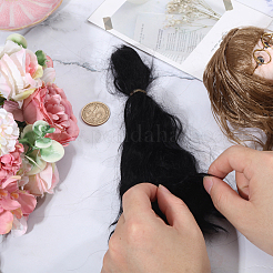 Ppヘアドールウィッグヘア  DIYの女の子のためのbjdメイキングアクセサリー  ブラック  235x60x3.5mm&nbsp;DIY-WH0349-395C-03