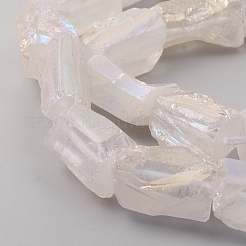 電気メッキ天然石クオーツクリスタルビーズ連売り  ナゲット  13~17x7~16x7~16mm  穴：1.2mm  約27個/連  15.16インチ（38.5cm）&nbsp;G-D0009-01B-08