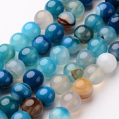 天然石縞瑪瑙/バンデットアゲートビーズ連売り  ラウンド  染め＆加熱  ミックスカラー  6mm  穴：1mm  約64個/連  14.5インチ&nbsp;G-D845-01-6mm
