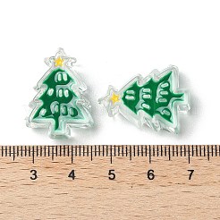 クリスマスデコレーションテーマの不透明アクリルビーズとエナメル  グリーン  クリスマスツリー  23x17x8.5mm  穴：3.5mm&nbsp;LS-OACR-Z021-01L