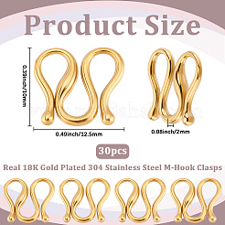 304ステンレススチールSフック留め具30個  イオンプレーティング（ip）  10x12.5x2mm&nbsp;STAS-BBC0009-46