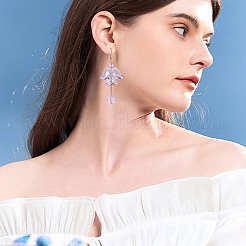 透明ガラスビーズキャップ6セット  マルチ花弁花  風鈴作りに  ライラック  22.5x20.5mm  穴：2mm  2個/セット&nbsp;GLAA-BY0001-07E