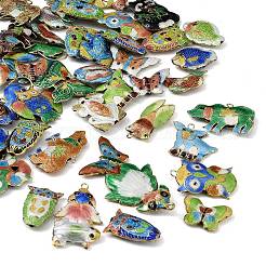 手作り七宝ビーズ  動物のテーマ  ゴールドカラー  混合図形  19~38.5x15~32.5x3.5~7mm  穴：1.2~2mm&nbsp;CLB-Z001-11G