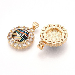 Brass Micro Pave Clear Cubic Zirconia Pendants for Women&nbsp;KK-T070-92A-02
