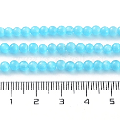 キャッツアイビーズ連売り  ラウンド  ディープスカイブルー  4mm  穴：0.7mm  約100~105個/連  14.37~14.69インチ（36.5~37.3cm）&nbsp;CE-F022-4mm-10