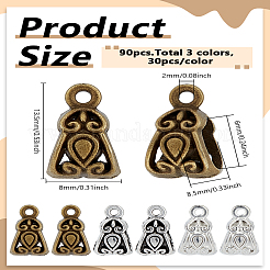 90Pcs 3 Colors Tibetan Style Zinc Alloy Tube Bails&nbsp;FIND-LP0007-15