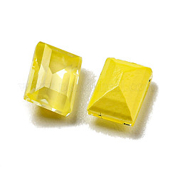 ガラスラインストーンカボション  ポイントバック＆バックメッキ  多面カット  長方形  黄水仙  6x4x3mm&nbsp;RGLA-G021-01A-213DE