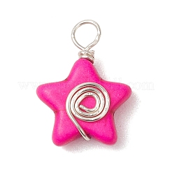 Dyed Synthetic Turquoise Copper Wire Wrapped Vortex Star Pendants&nbsp;PALLOY-JF03587-02