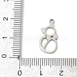 ステンレスペンダント201個  猫の形のチャーム  ステンレス鋼色  18x9x1mm  穴：1.4mm&nbsp;STAS-F316-22P-04