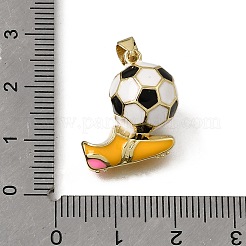 真鍮製エナメルペンダント  サッカーシューズチャーム  カドミウムフリー＆鉛フリー  ラックめっき  長持ちメッキ  18KGP本金メッキ  19x17.5x11.5mm  穴：4x3.5mm&nbsp;KK-C262-10B-G