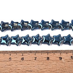電気メッキ透明ガラスビーズ連売り  スター  マリンブルー  9~9.5x9.5~10x4~5mm  穴：0.6~0.8mm  約100個/連  33.46インチ（85cm）&nbsp;EGLA-N056-04A-A04