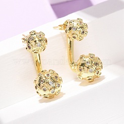 Brass Micro Pave Cubic Zirconia Stud Earrings&nbsp;EJEW-D351-13G-02