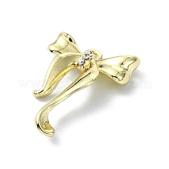 ラックメッキ合金ラインストーンペンダント  蝶結び  ゴールドカラー  24x17x5mm  穴：2mm&nbsp;FIND-M014-06G