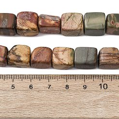 天然ピカソストーン/多色ジャスパービーズ連売り  直方体の  12~13x8~10x8~10mm  穴：1mm  約30~31個/連  14.76''（37.5cm）〜14.96''（38cm）&nbsp;G-D098-D02