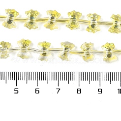 電気メッキガラスビーズセット  半分メッキ  蝶結び  きいろ  7x10x3mm  穴：1mm  約48個/連  19.69''（50センチメートル）&nbsp;EGLA-B007-03A-HP01