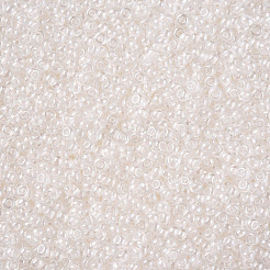 12/0 FGBグレードAラウンドガラスシードビーズ  透明インサイドカラー  光沢メッキ  ホワイト  2.3x1.5mm  穴：1mm  約48500個/ポンド&nbsp;SEED-N001-F-238