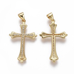 Brass Micro Pave Cubic Zirconia Pendants&nbsp;ZIRC-F115-05G