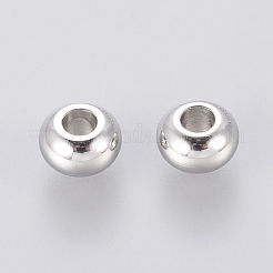 変色しにくいロンデル 304 ステンレススチールビーズ  ステンレス鋼色  5x3mm  穴：2mm&nbsp;STAS-S028-15