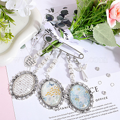 DIY Blank Charms Brooch Pendant Decoration with Imitation Pearl Beaded Making Kit&nbsp;DIY-SC0025-59