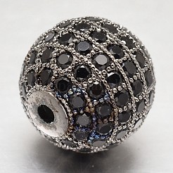 CZ Brass Micro Pave Cubic Zirconia Round Beads&nbsp;ZIRC-L017-14mm-06B