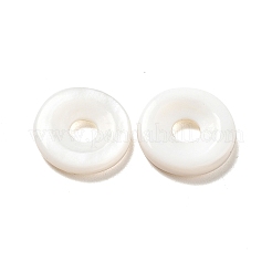 天然淡水シェルビーズ  ドーナツ/円盤  ホワイト  12x2.5mm  穴：3.5mm&nbsp;SHEL-G014-02C