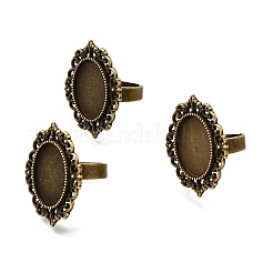 Vintage Adjustable Iron Finger Ring Components Alloy Cabochon Bezel Settings&nbsp;PALLOY-Q300-09AB-NR