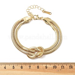 女性用鉄製スネークチェーンブレスレット  結び目  ゴールドカラー  6-7/8インチ（17.5cm）&nbsp;BJEW-G744-01G-1