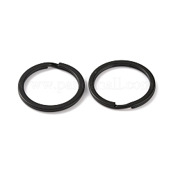 スプレー塗装された鉄のキーチェーンの留め金  リング  ブラック  30x2.5mm  内径：24.7mm&nbsp;IFIN-WH0063-13H
