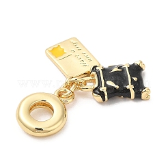 Brass Enamel European Dangle Charms&nbsp;KK-D027-13G-03