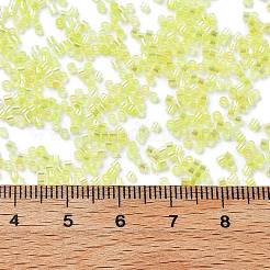 透明な色のガラスシードビーズ  丸い穴  ABカラーメッキ  シリンダー  緑黄  1.6x1.3mm  穴：0.8mm  約60000個/ポンド&nbsp;SEED-H003-01G