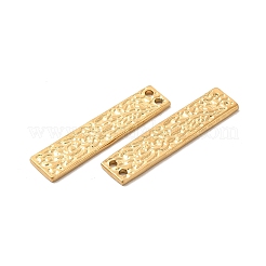 PVD真空メッキ304ステンレスペンダント  テクスチャーのある長方形のチャーム  ゴールドカラー  30x7x1mm  穴：2mm&nbsp;STAS-E189-02G
