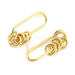 Rack Plating Brass Hollow Oval Dangle Stud Earrings&nbsp;EJEW-K245-42G