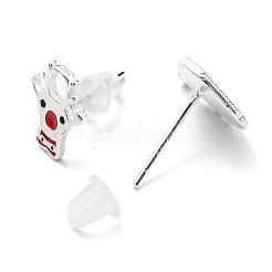 クリスマステーマの真鍮の非対称イヤリング  スタッドのピアス  サンタクロース  10x7mm  9x11mm&nbsp;LS-EJEW-D062-01B-S