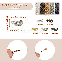 500個5色アイアンボールチープ  カロット終了  クラムシェルノットカバー  ミックスカラー  8x4mm  穴：1.4~1.5mm  100個/カラー&nbsp;IFIN-PJ0001-03