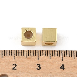シリコン入り真鍮ビーズ  ラックめっき  長持ちメッキ  鉛フリー＆カドミウムフリー  キューブ  18KGP本金メッキ  6x6x6mm  穴：1.5mm&nbsp;KK-Q039-17G