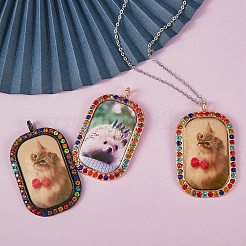 14Pcs 7 Colors Alloy Big Pendant Cabochon Settings&nbsp;ALRI-SZ0001-05