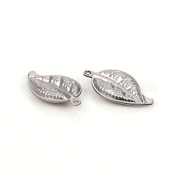 変色しない304ステンレススチールペンダント  葉  ステンレス鋼色  23.8x13.5x4.2mm  穴：1mm&nbsp;STAS-L244-06P